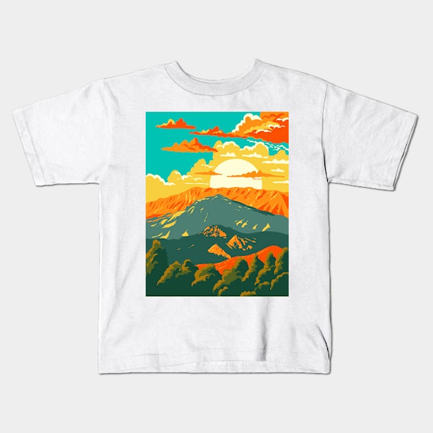 Mount Parnassus in Parnassos National Woodland Park Greece WPA Art Deco Poster Kids T-Shirt by retrovectors